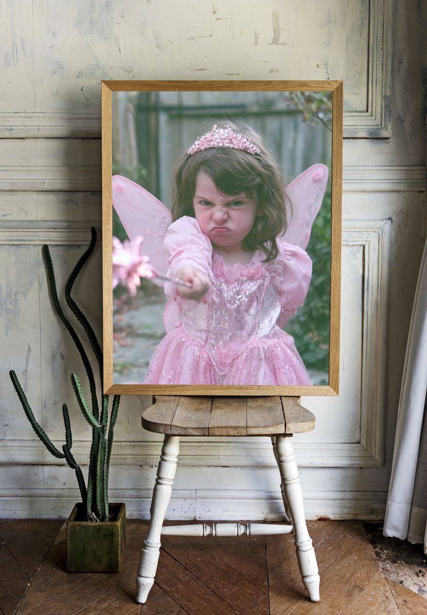 Pink Fairy Child Portrait Print. room preview