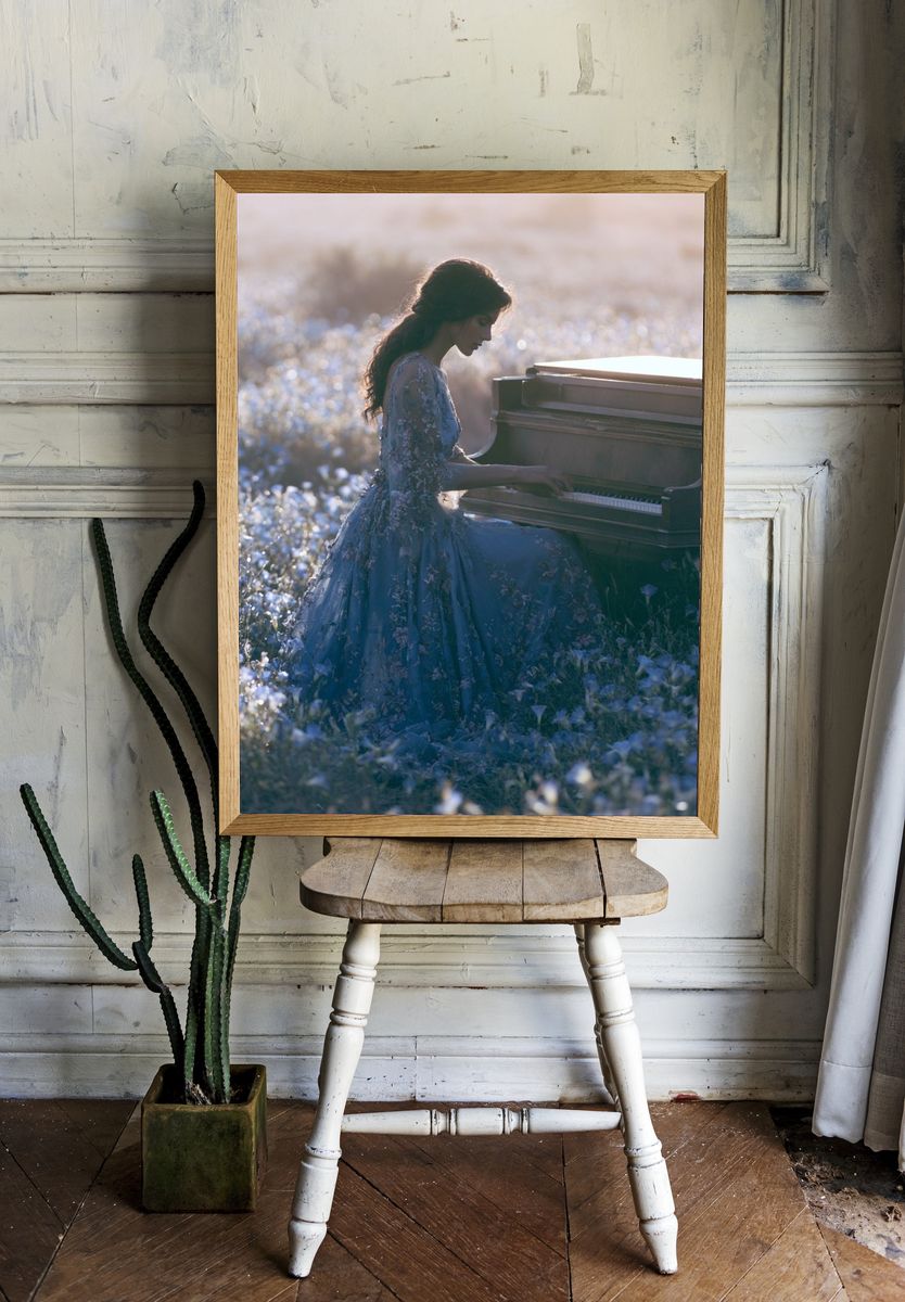 Piano in Bloom Photography Poster. — room view 1