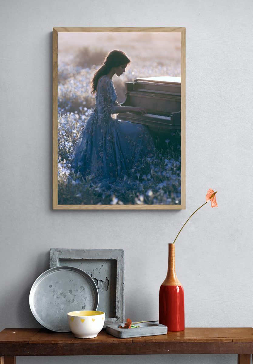 Piano in Bloom Photography Poster. — room view 3