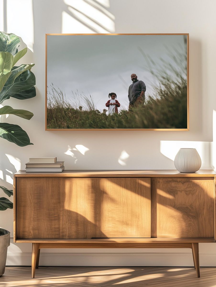 Family in Meadow Photography Poster. — room view 3