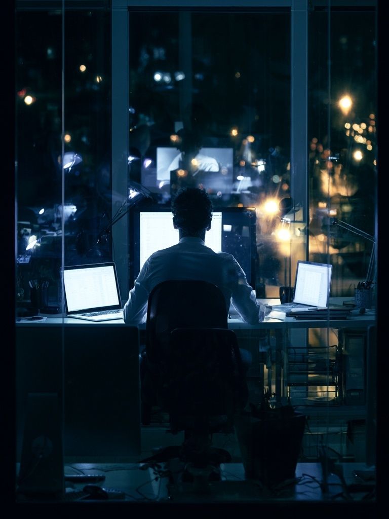 Night Office Workstation Photography Poster. poster — photography art