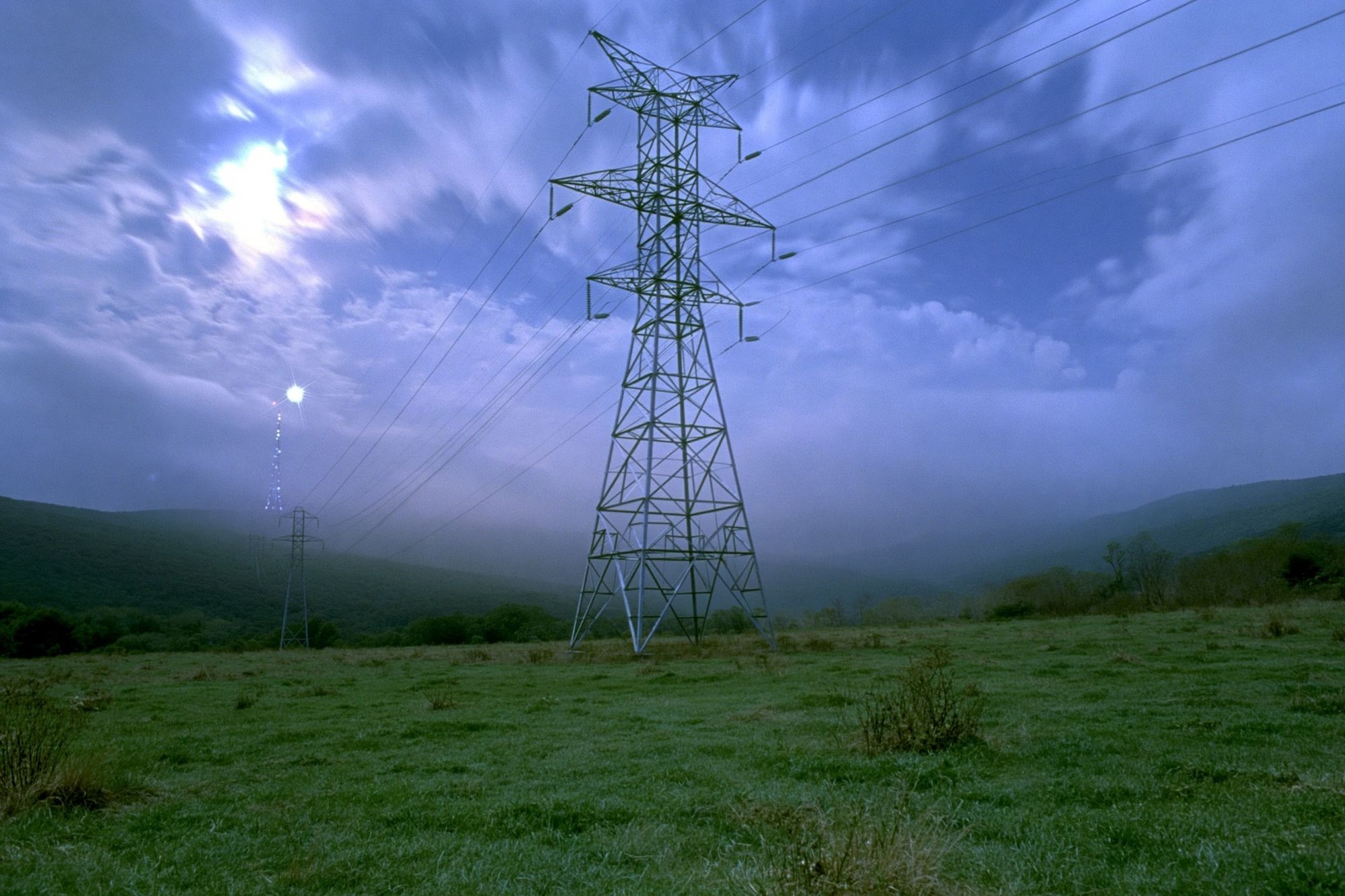 Stormy Power Lines Landscape Print. poster detail