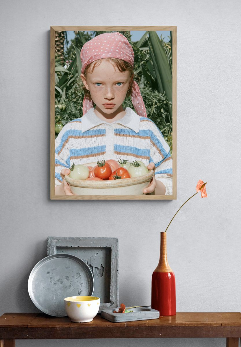 Tomato Harvest Portrait Print. — room view 3