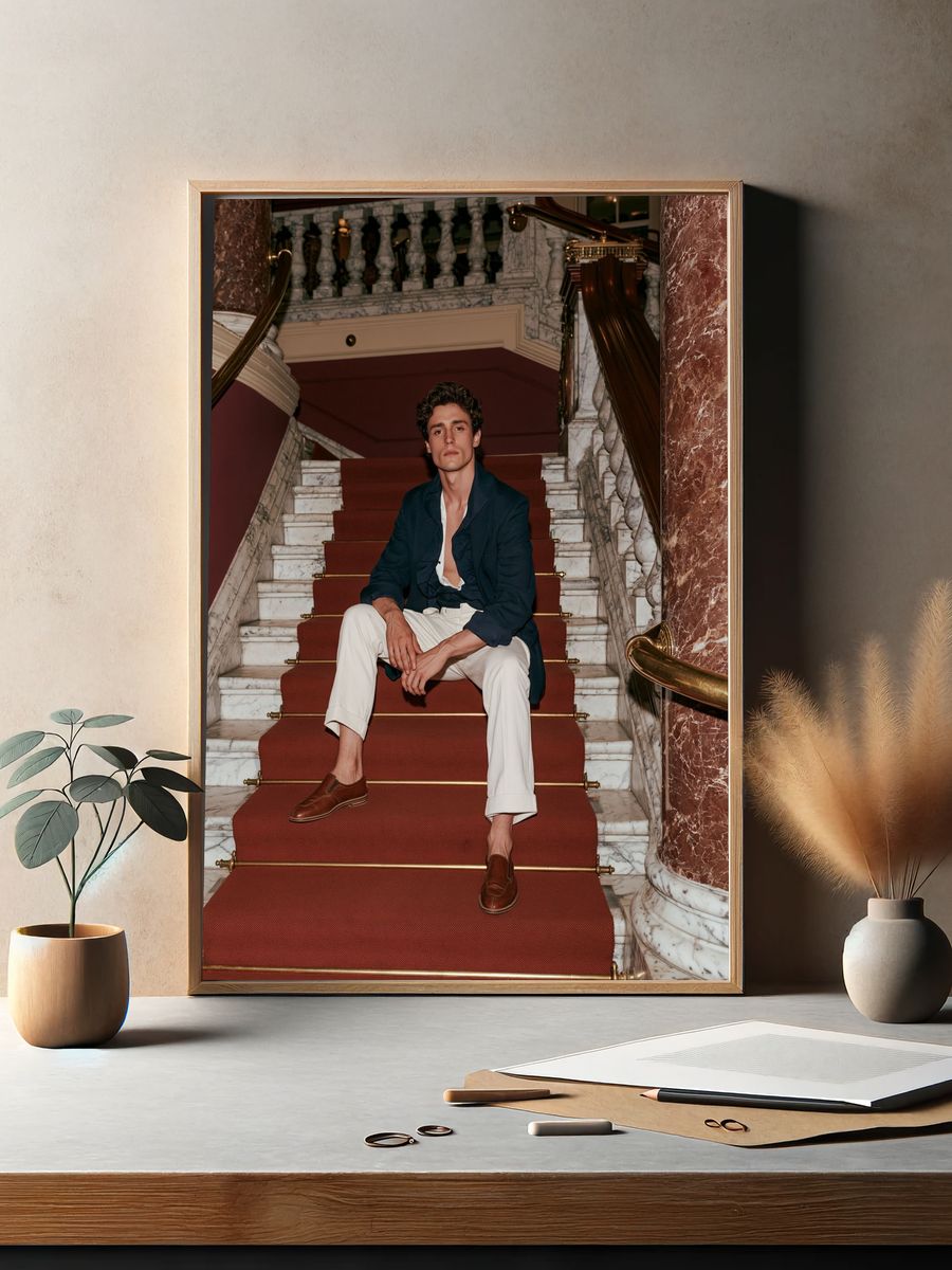 Elegant Staircase Portrait Print. — room view 2