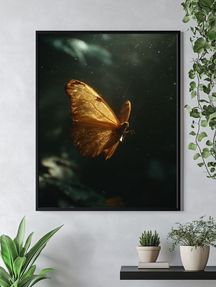 Golden Butterfly Photography Poster. — room view 4