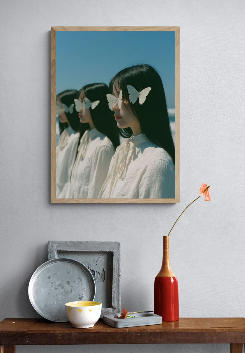 Butterfly Portrait by the Sea Print. — room view 3