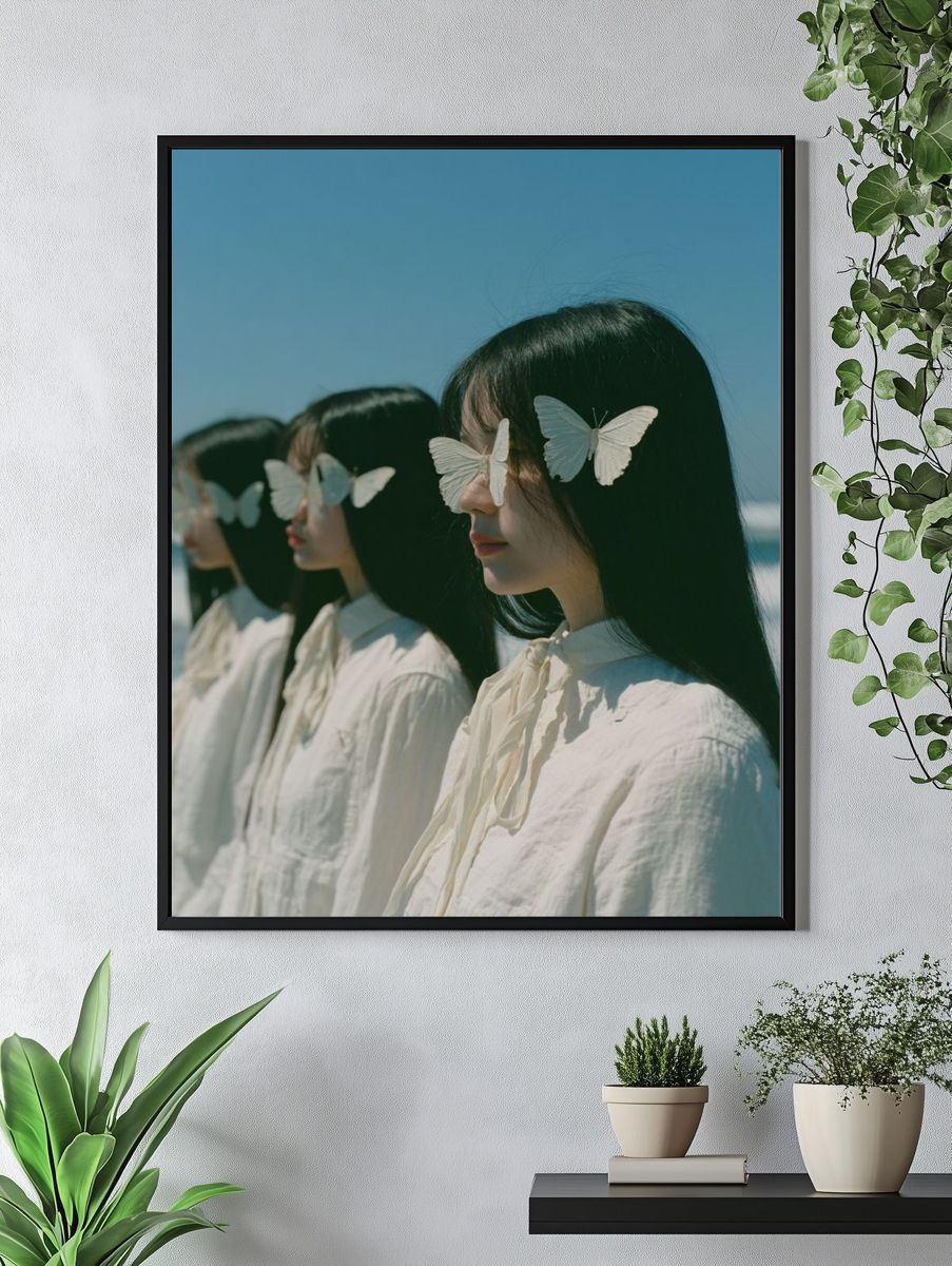 Butterfly Portrait by the Sea Print. — room view 4