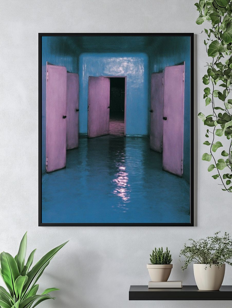 Dreamy Blue Corridor Photography Poster. — room view 4