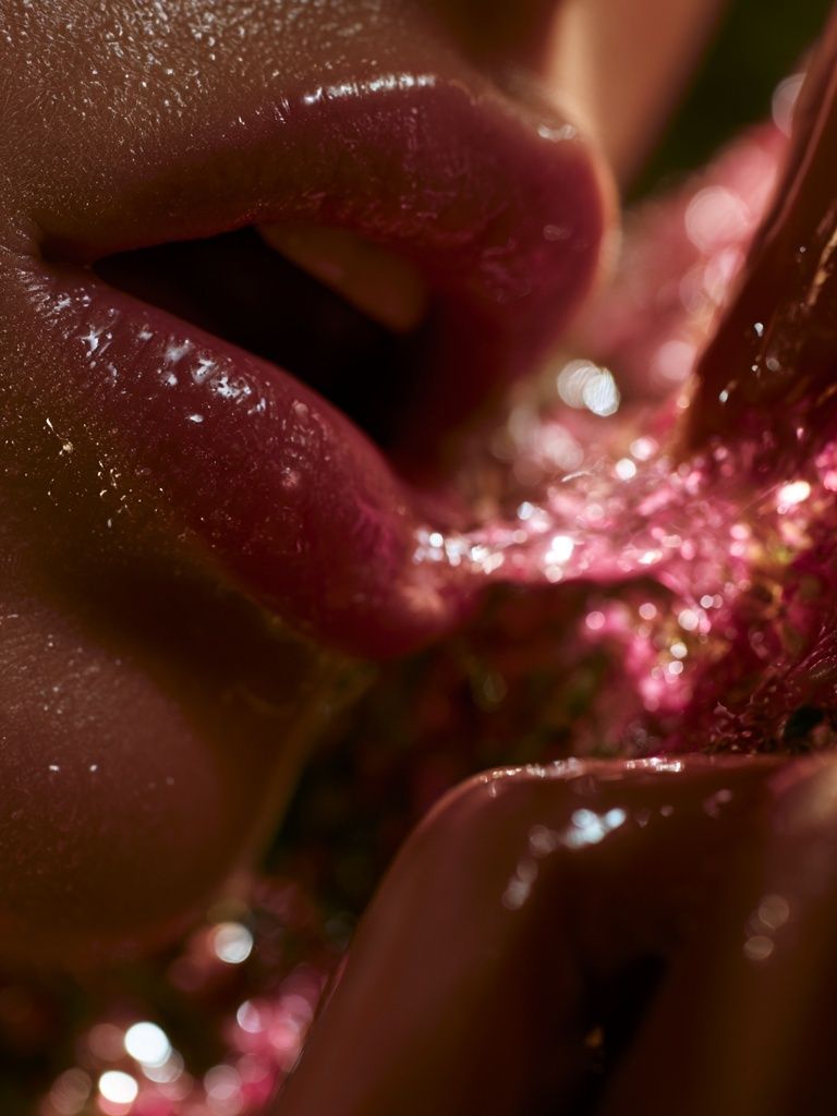 Glossy Lips Macro Photography Poster. poster — photography art