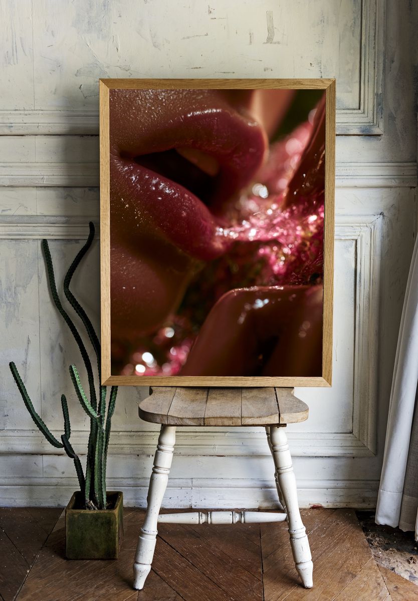 Glossy Lips Macro Photography Poster. room preview