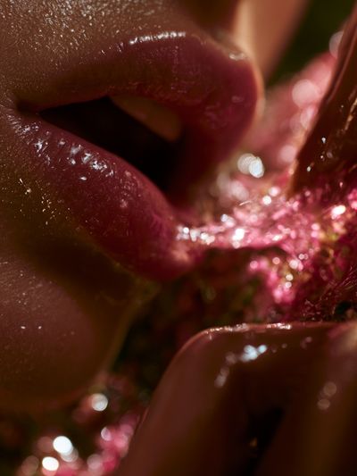 Glossy Lips Macro Photography Poster.