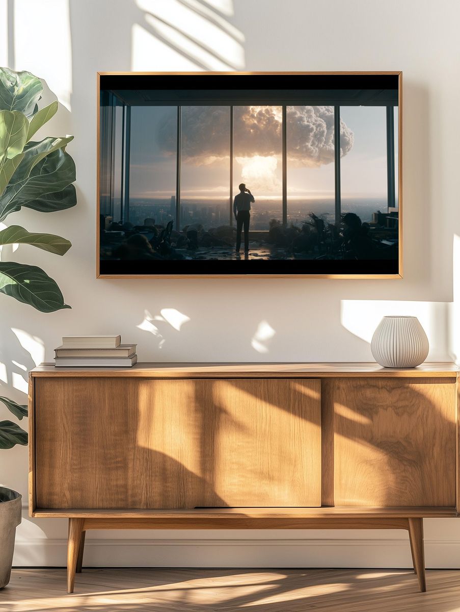 Apocalyptic Office Skyline Photography Poster. — room view 3