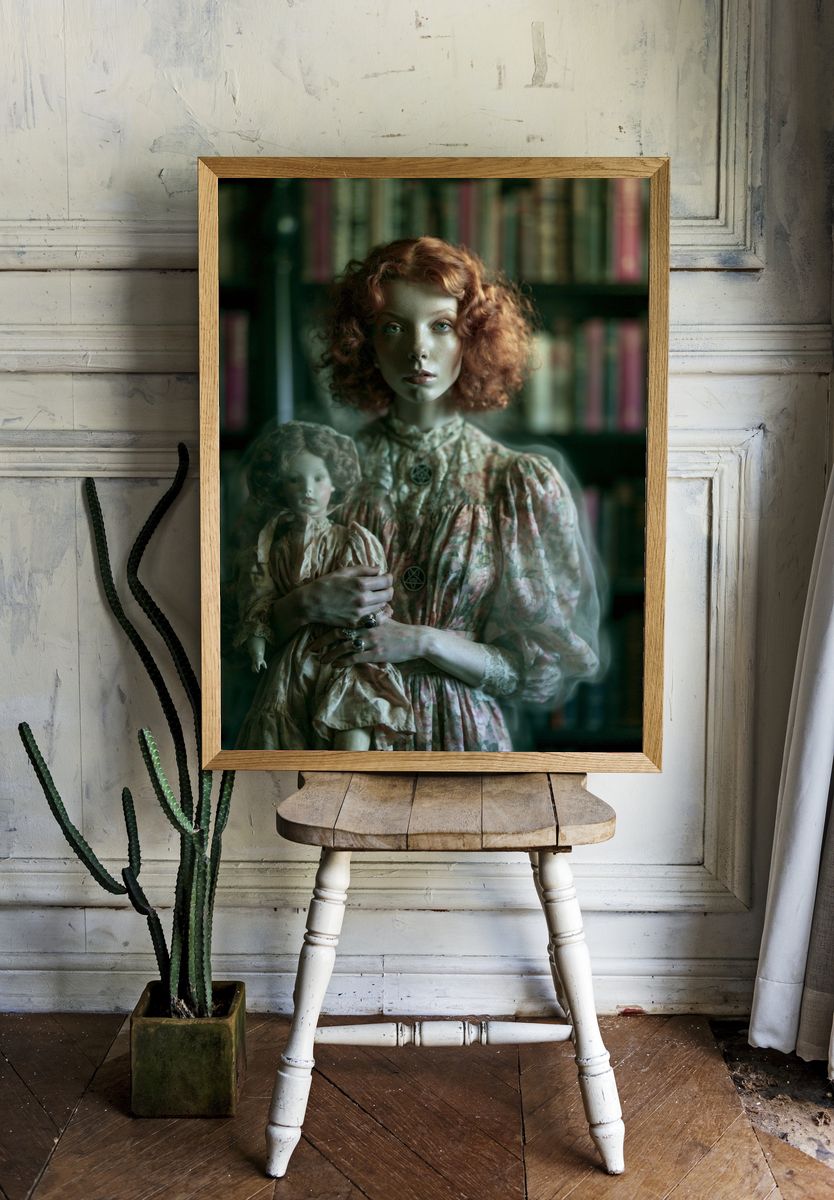 Ghostly Doll Portrait Poster. room preview