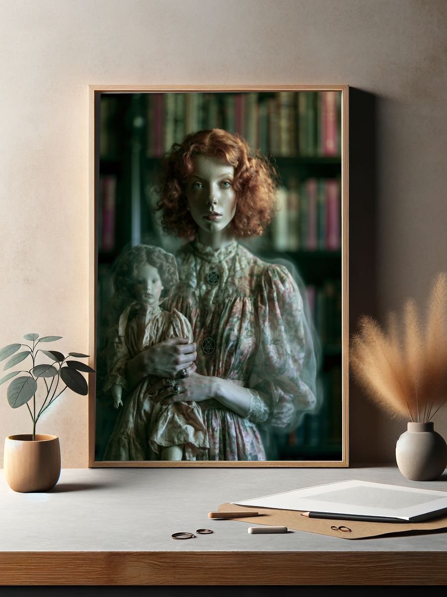 Ghostly Doll Portrait Poster. — room view 2