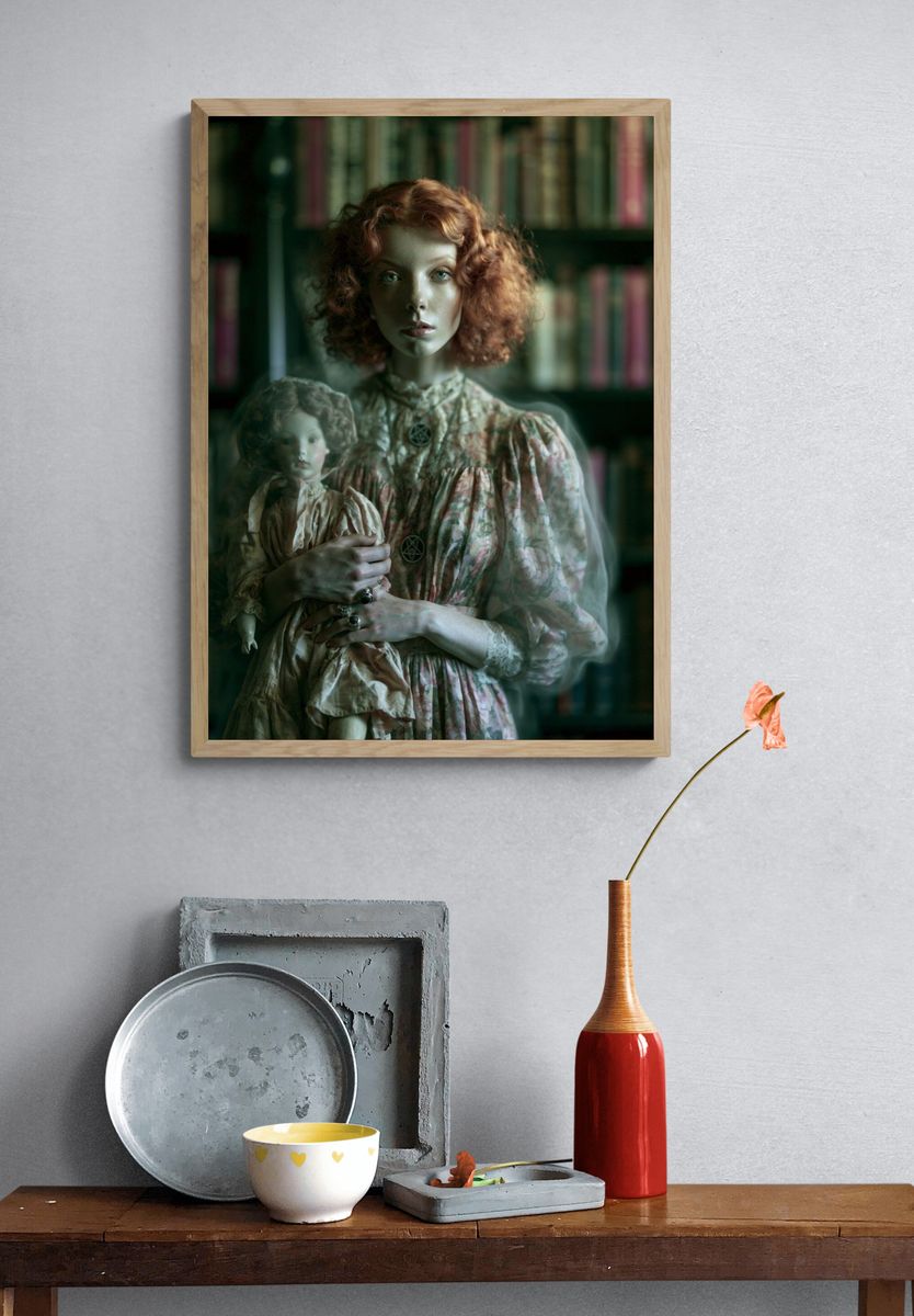 Ghostly Doll Portrait Poster. — room view 3