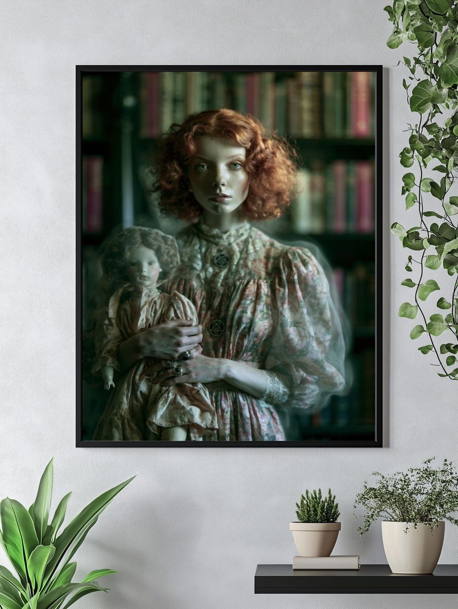 Ghostly Doll Portrait Poster. — room view 4