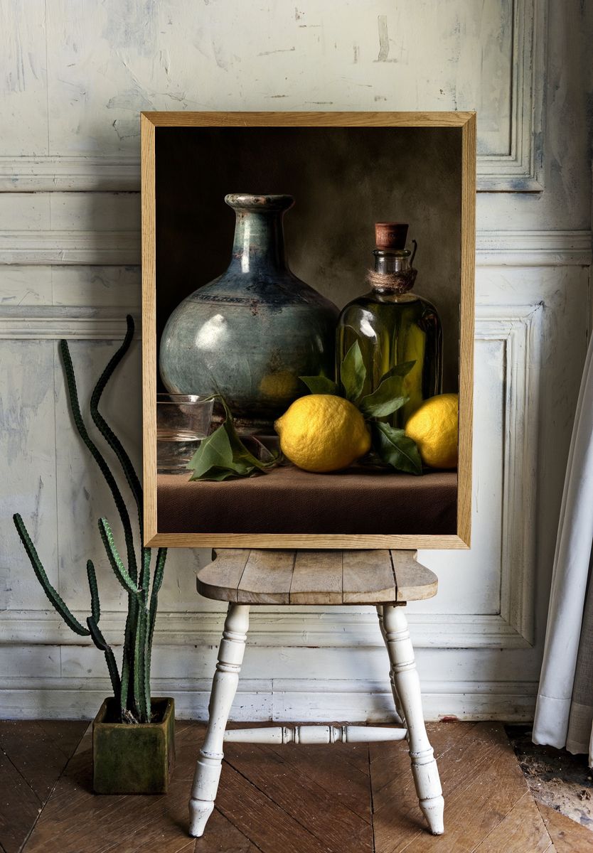 Lemons Still Life Photography Poster. — room view 1