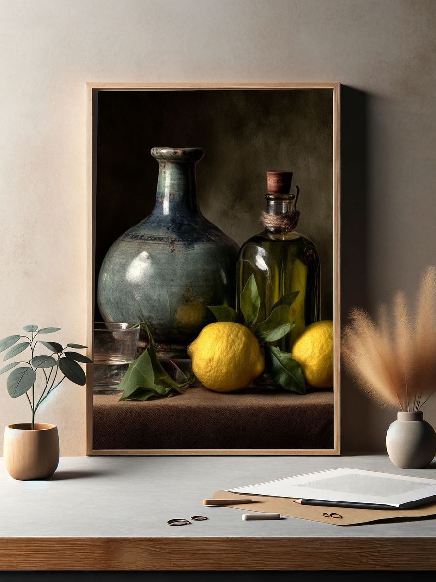 Lemons Still Life Photography Poster. — room view 2