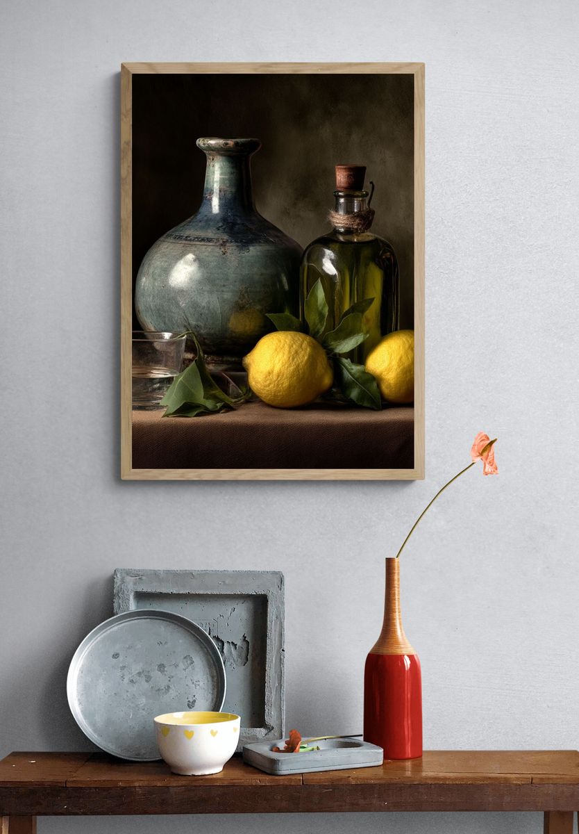 Lemons Still Life Photography Poster. — room view 3