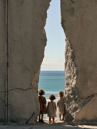 Children by the Sea Photography Poster. poster