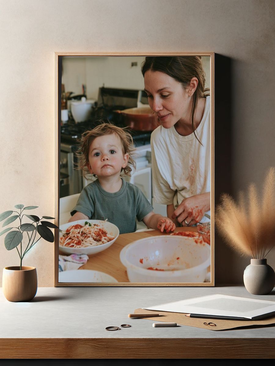 Family Kitchen Moment Photography Poster. — room view 2