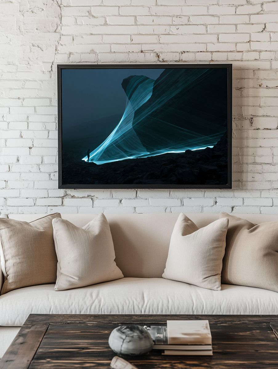 Glowing Canyon Light Trail Poster. room preview