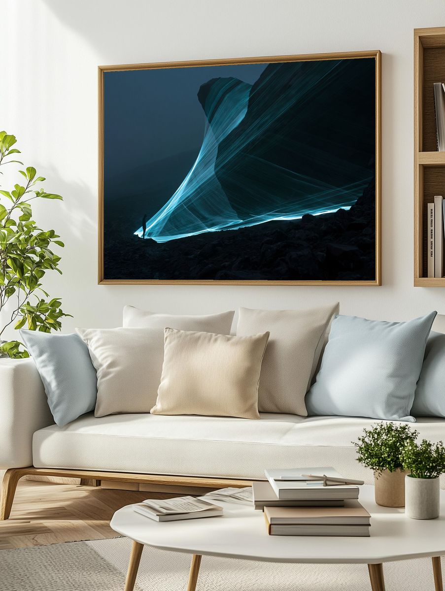 Glowing Canyon Light Trail Poster. — room view 2