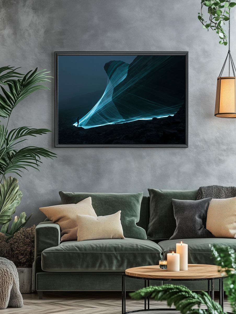 Glowing Canyon Light Trail Poster. — room view 4