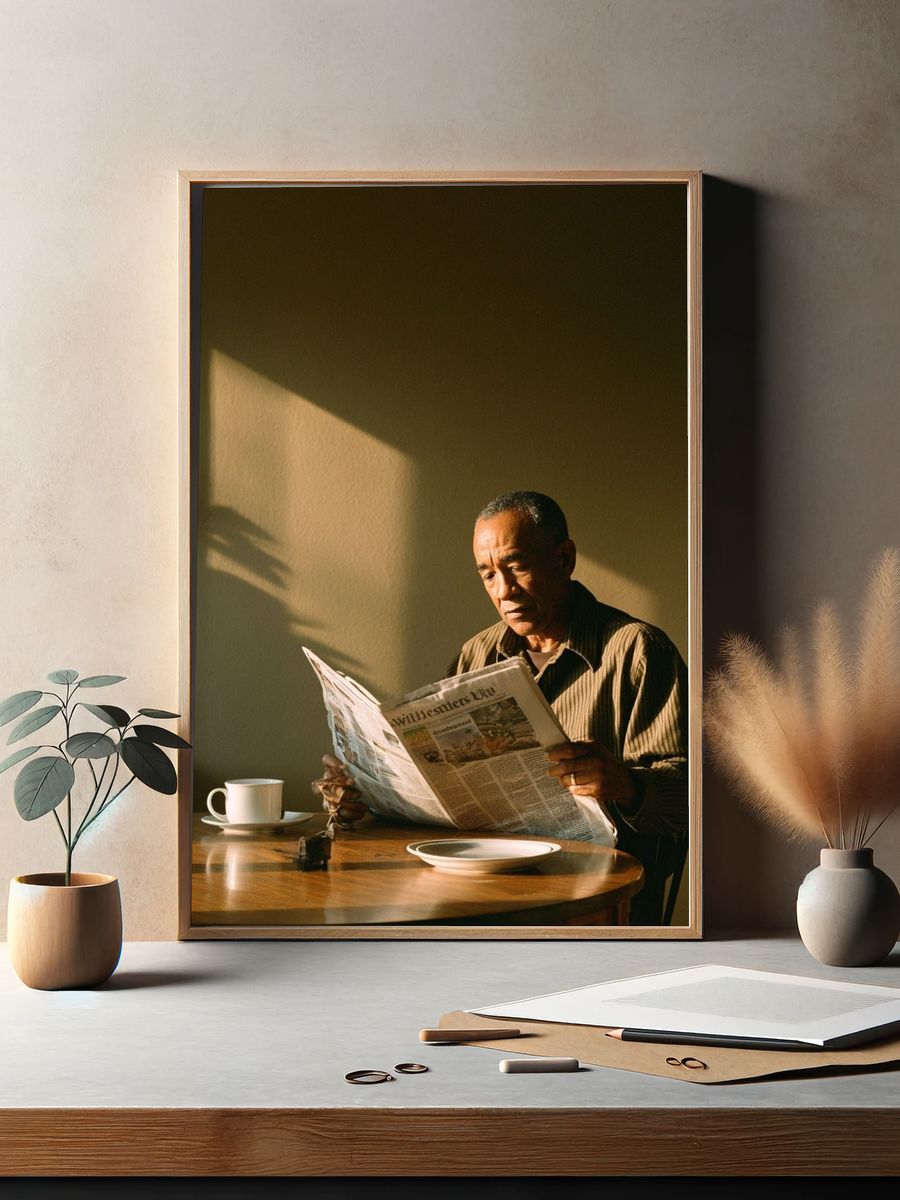 Sunlit Morning Reader Photography Poster. — room view 2