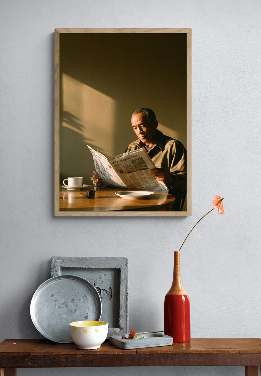 Sunlit Morning Reader Photography Poster. — room view 3