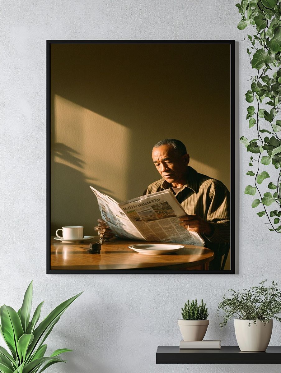 Sunlit Morning Reader Photography Poster. — room view 4