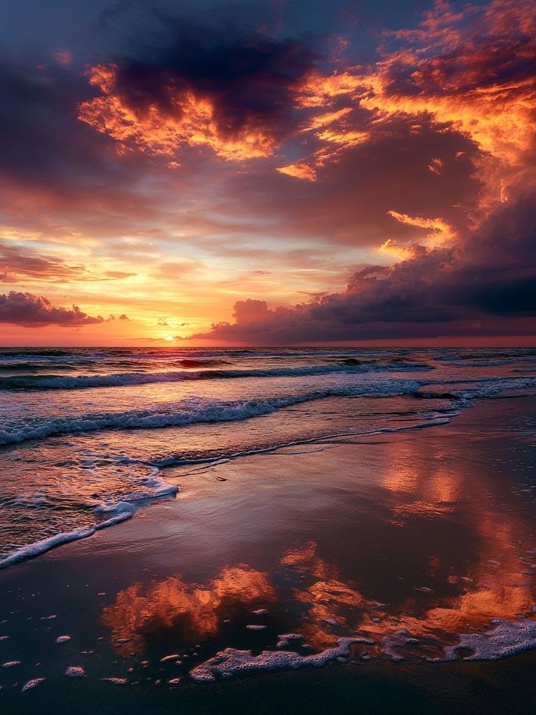 Sunset Ocean Waves Photography Poster. poster detail