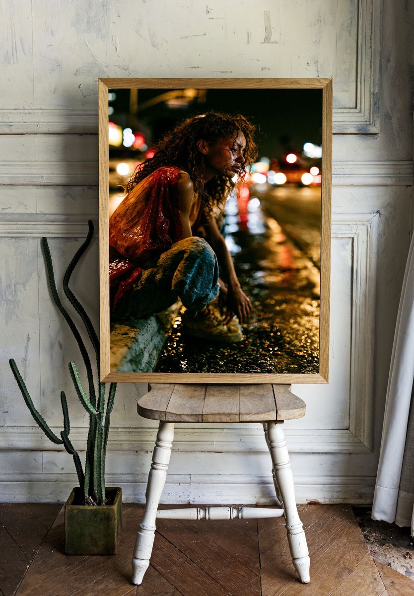 Rainy Night Portrait Photography Poster. — room view 1