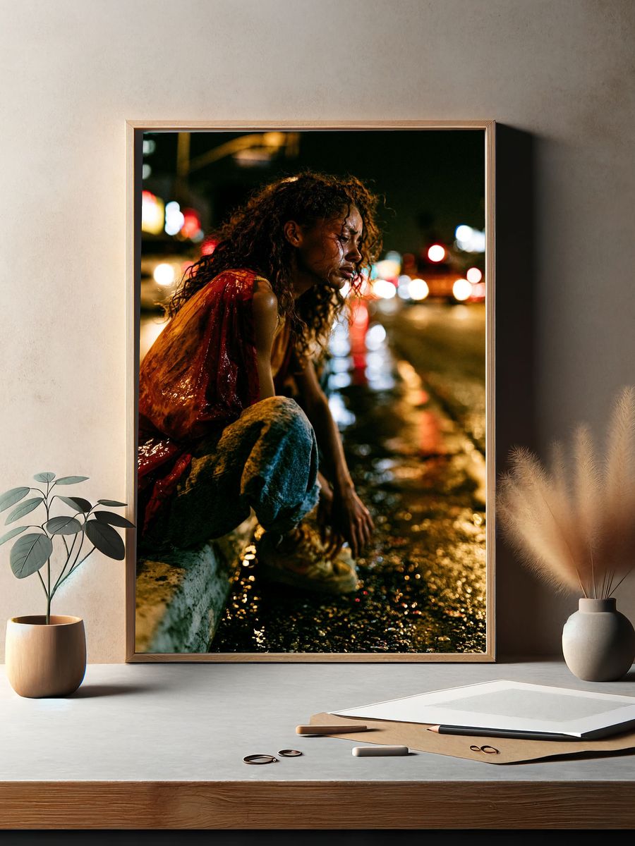 Rainy Night Portrait Photography Poster. — room view 2