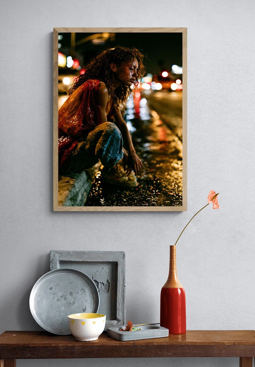Rainy Night Portrait Photography Poster. — room view 3