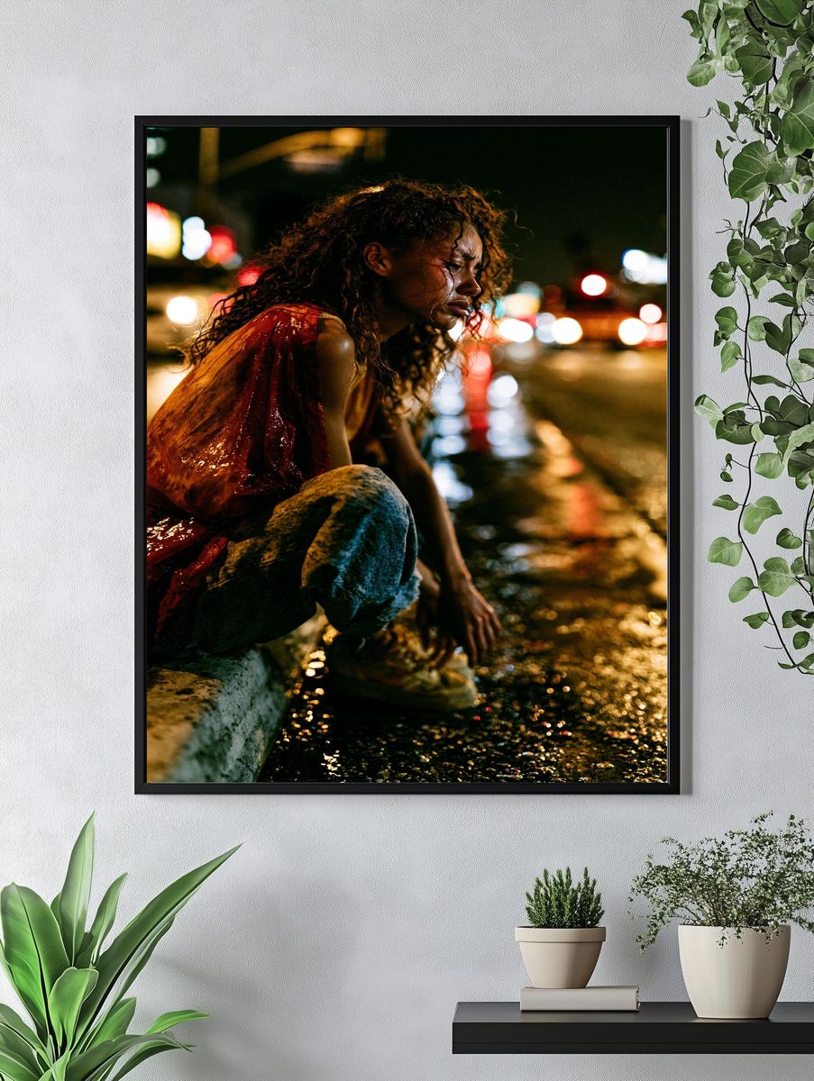 Rainy Night Portrait Photography Poster. — room view 4