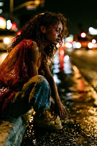 Rainy Night Portrait Photography Poster.