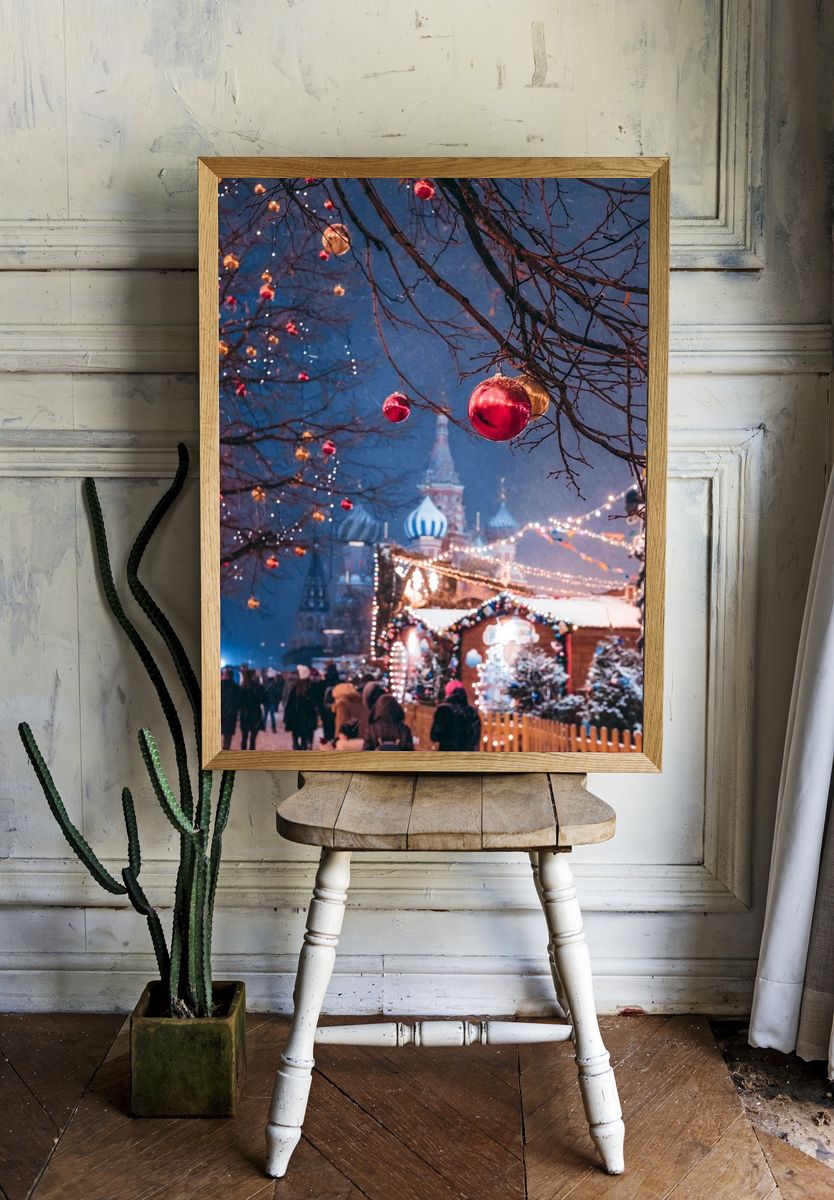 Winter Market in Moscow Photography Poster. — room view 1