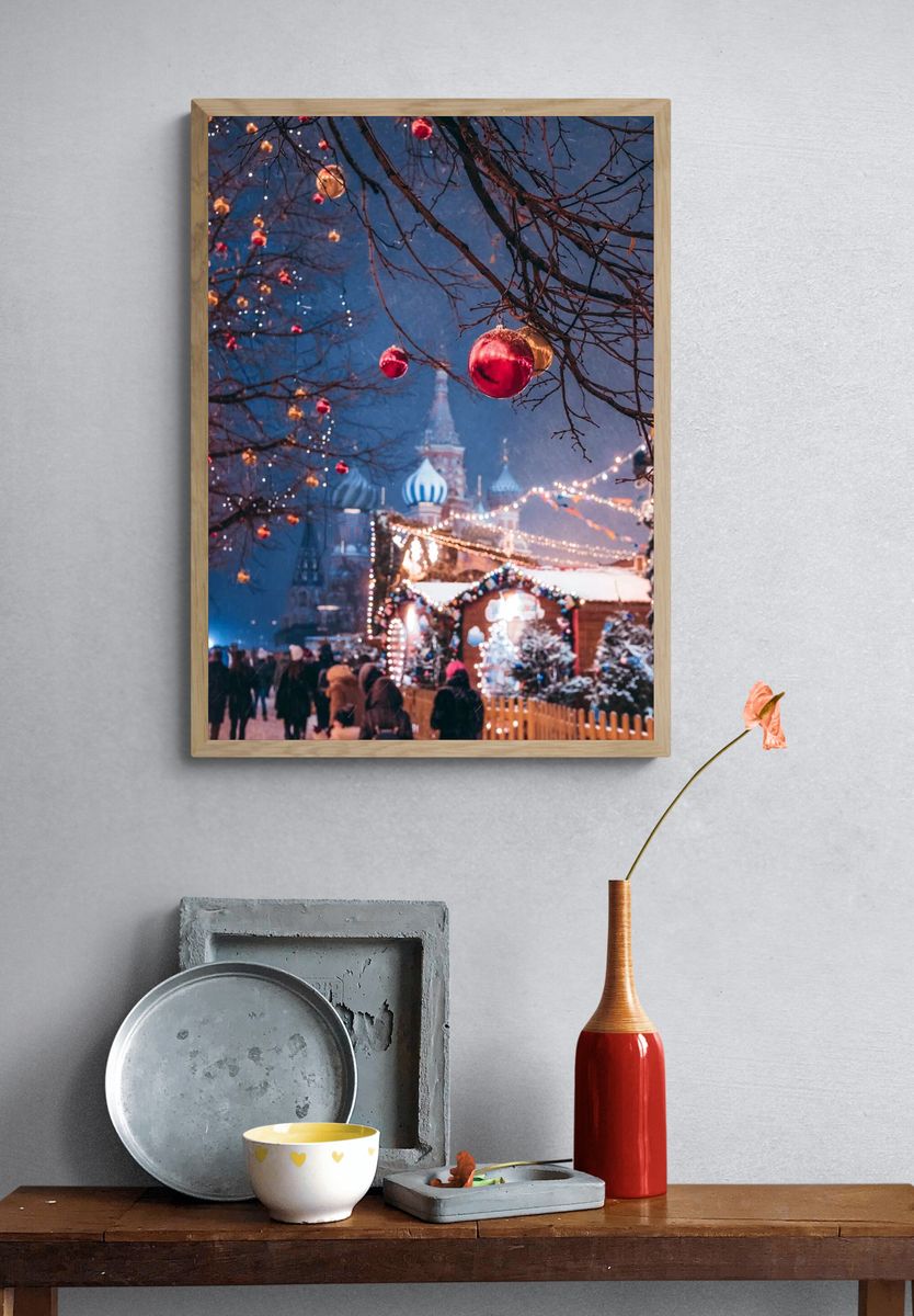 Winter Market in Moscow Photography Poster. — room view 3