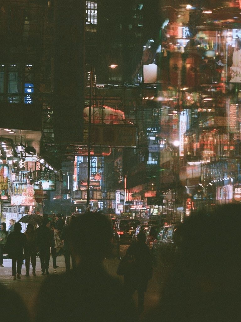 Neon City Night Street Photography Poster. poster detail