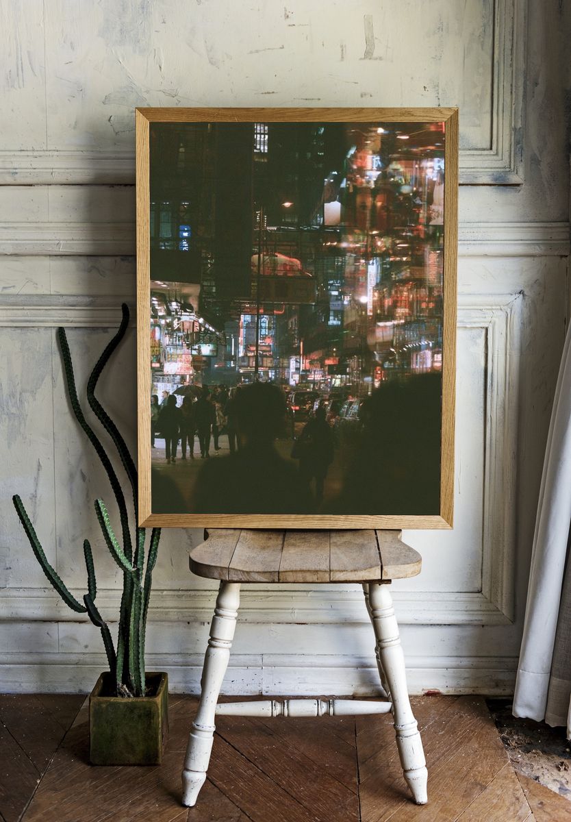 Neon City Night Street Photography Poster. room preview