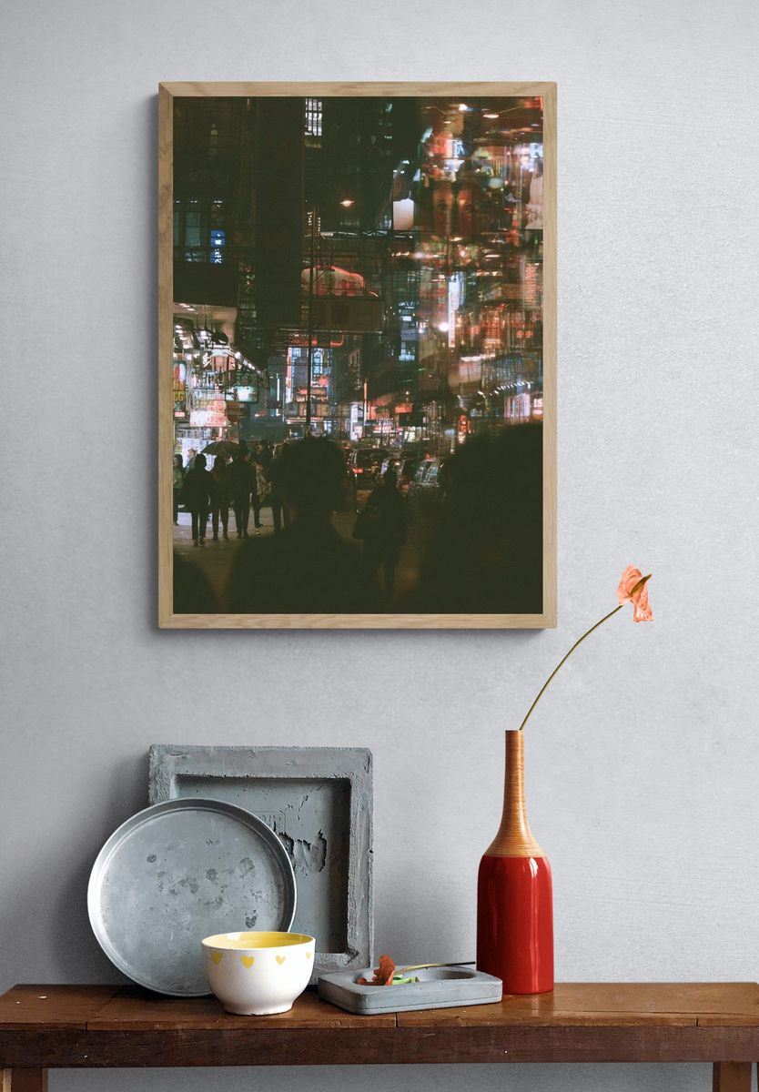 Neon City Night Street Photography Poster. — room view 3