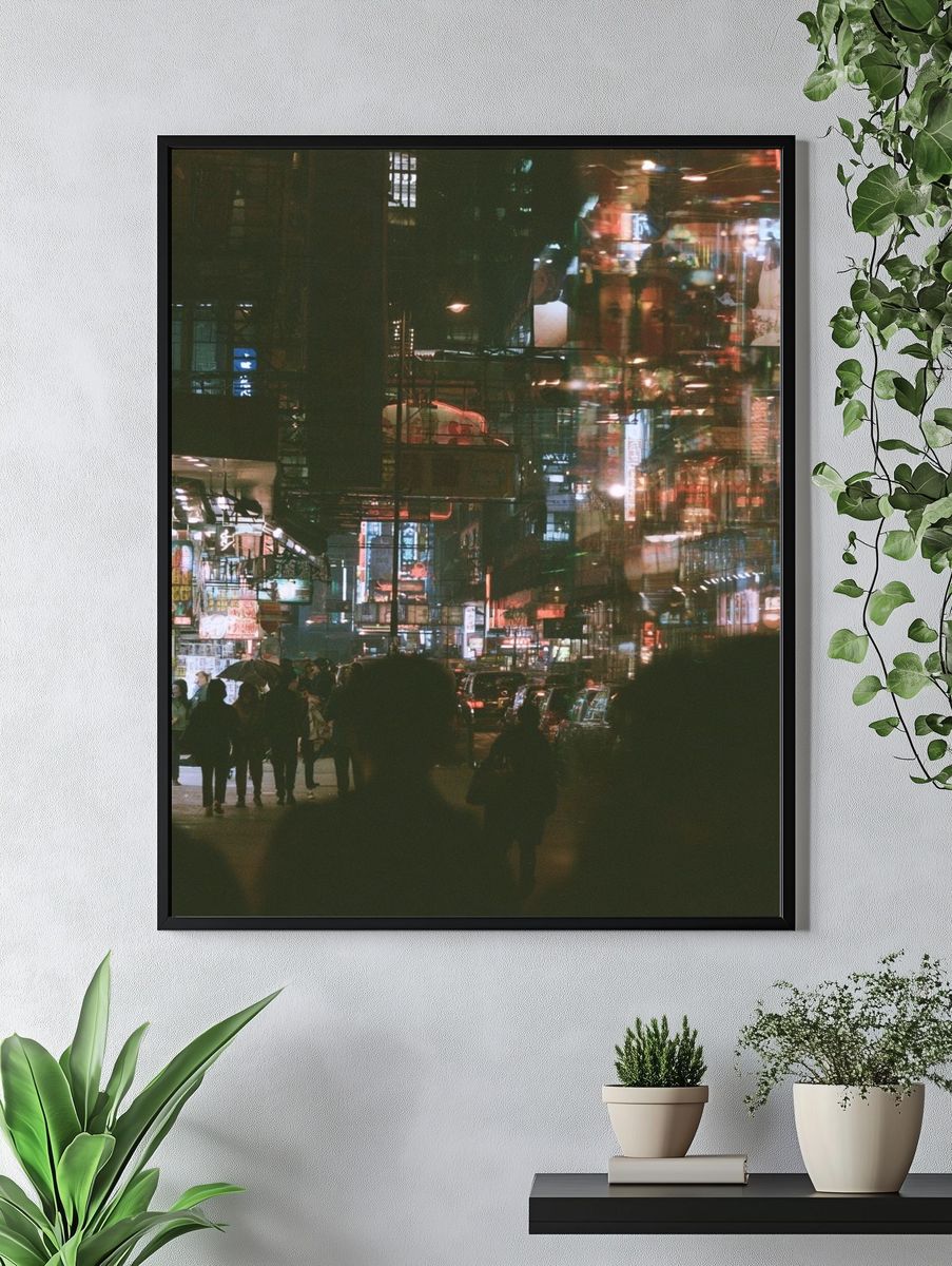 Neon City Night Street Photography Poster. — room view 4