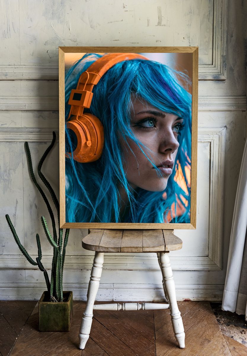Blue Hair Portrait Photography Poster. — room view 1