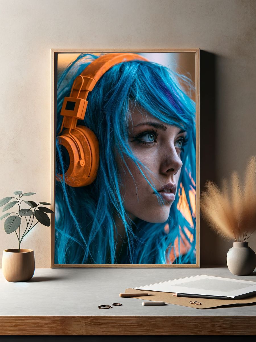Blue Hair Portrait Photography Poster. — room view 2