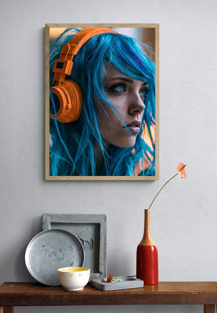 Blue Hair Portrait Photography Poster. — room view 3