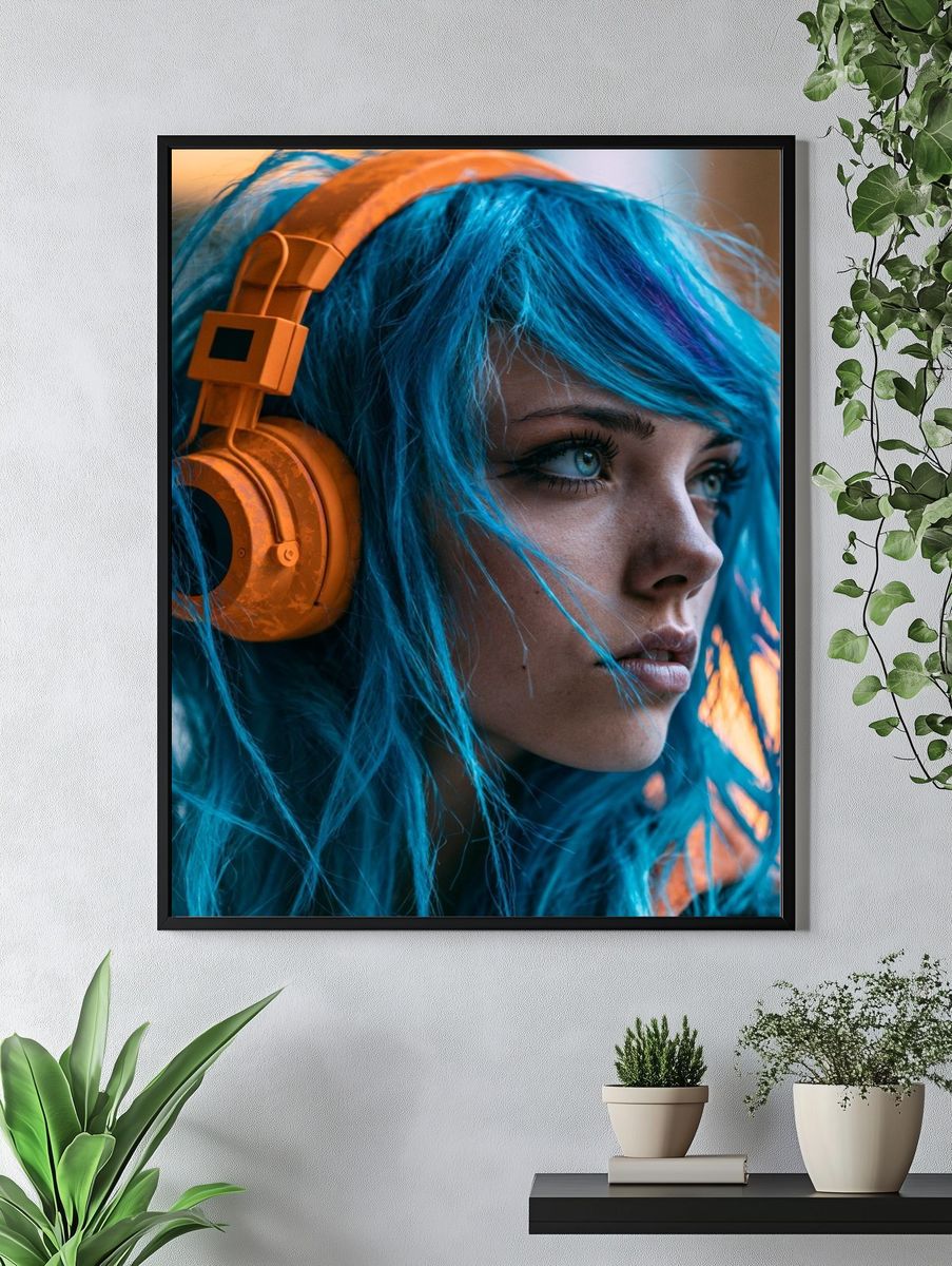 Blue Hair Portrait Photography Poster. — room view 4