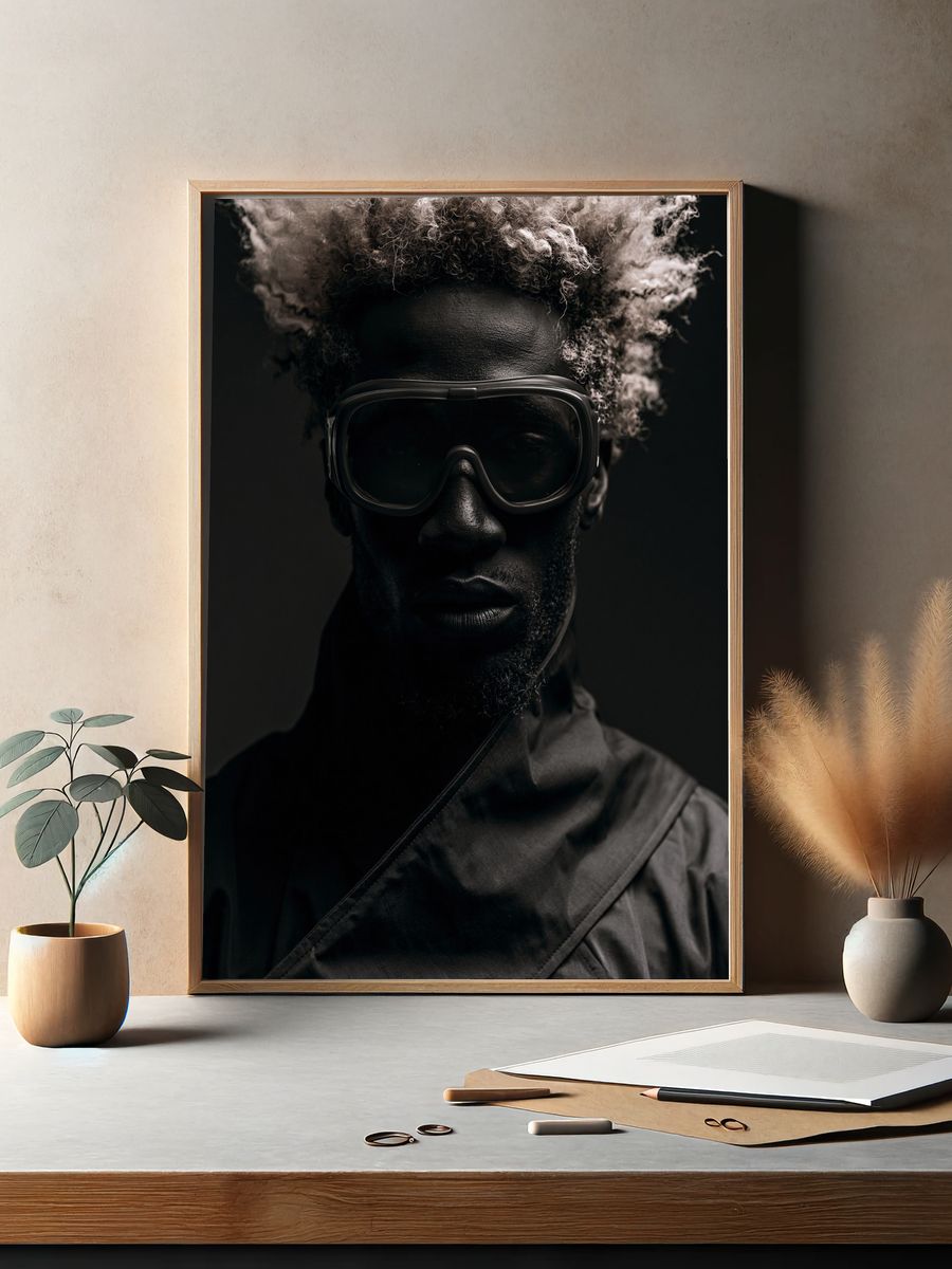 Moody Goggle Portrait Poster. — room view 2