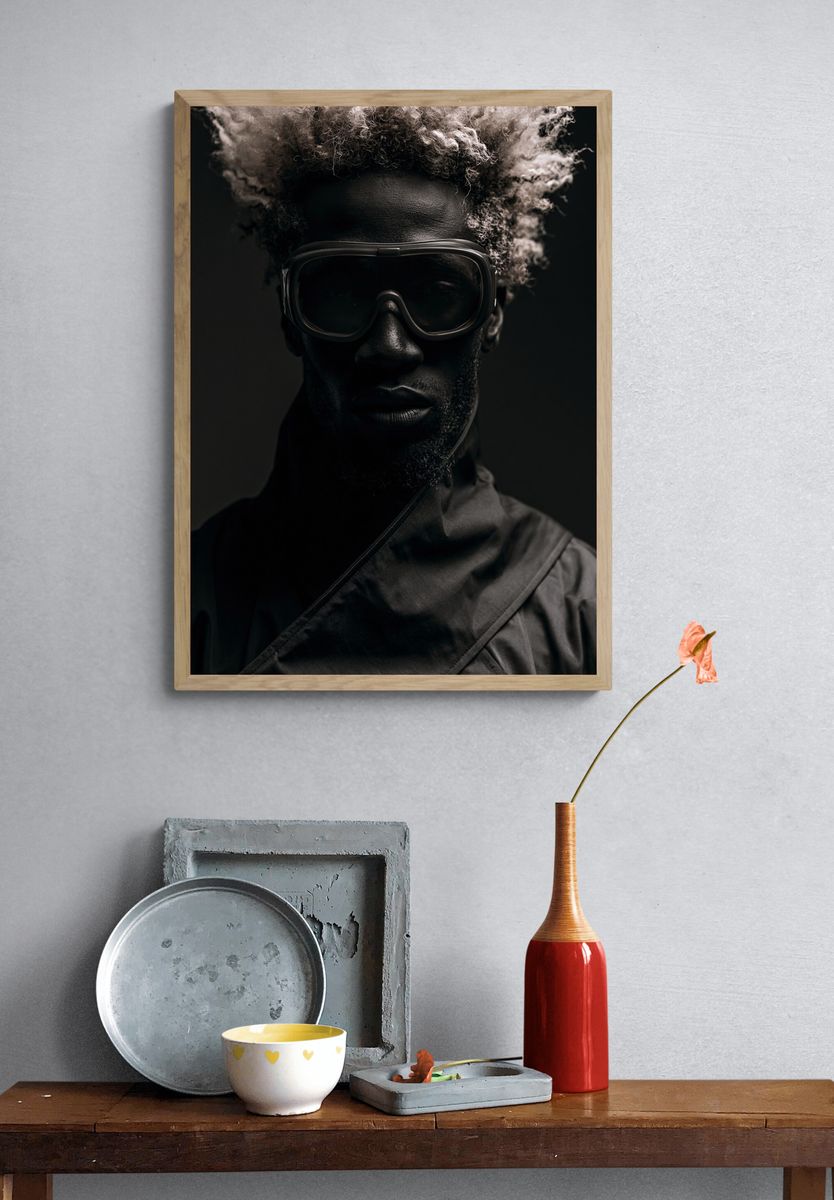 Moody Goggle Portrait Poster. — room view 3