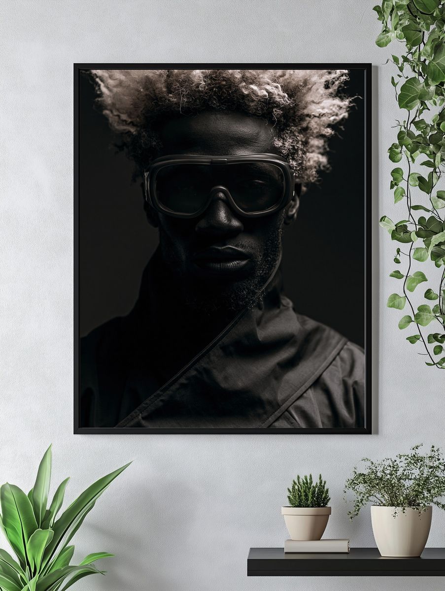 Moody Goggle Portrait Poster. — room view 4